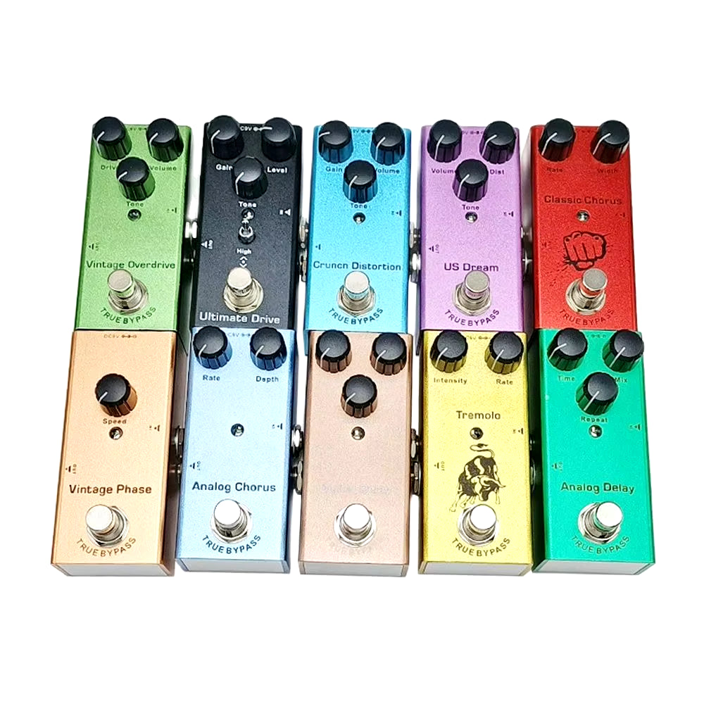 Professional Electric Guitar Effects Pedal: Vintage Overdrive, US Dream, Classic Chorus, Vintage Phase, Tremolo, Analog Delay, Digital Delay, Ultimate Drive
