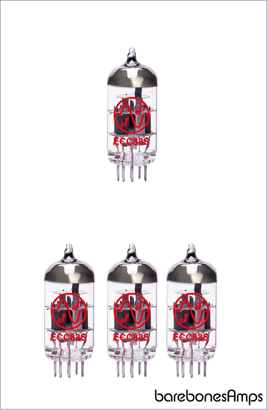 4 x JJ ECC83S ( 12AX7 ) Guitar Amp Vacuum Tube / Valve by barebonesAmps