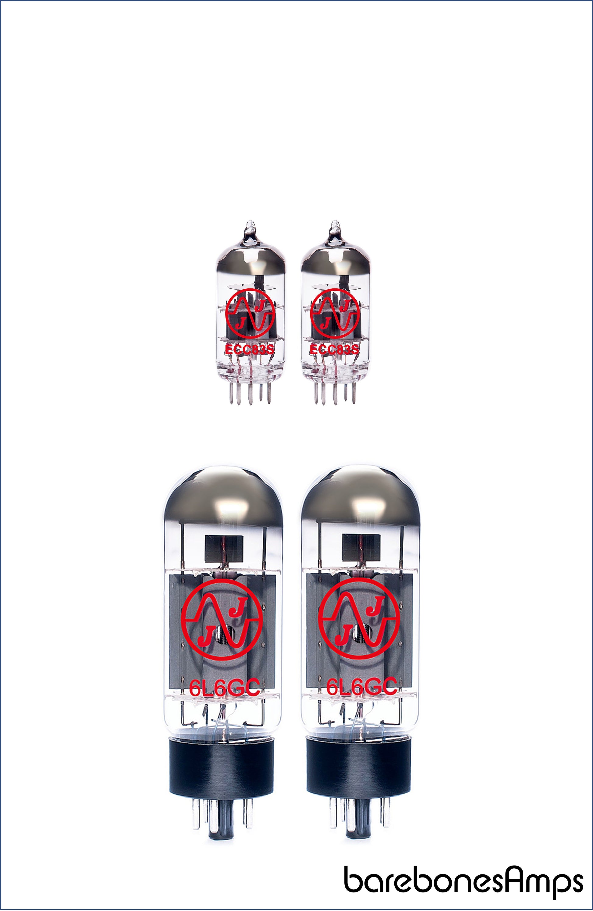 JJ 2 x ECC83 (12AX7) 2 x 6L6GC Pair Vacuum Tube / Valve by barebonesAmps