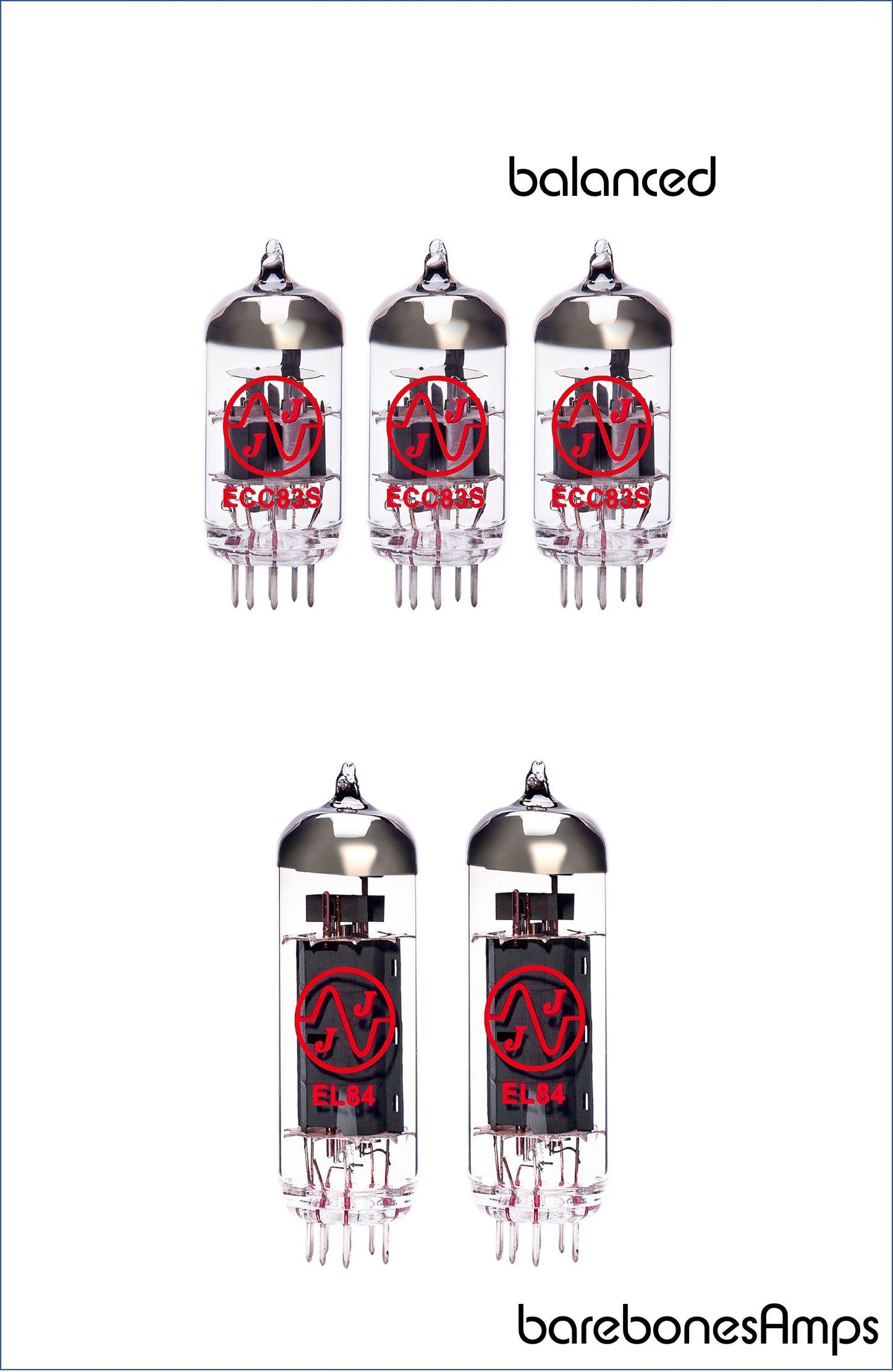 JJ 3 x ECC83 (12AX7) (1 BALANCED) 2 x MATCHED PAIR EL84 (6BQ5) Vacuum Tube / Valve by barebonesAmps