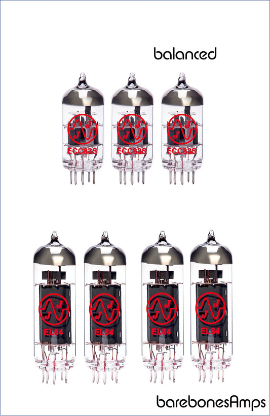 JJ 3 x ECC83 (12AX7) (1 BALANCED) 4 x MATCHED QUAD EL84 (6BQ5) Vacuum Tube / Valve by barebonesAmps