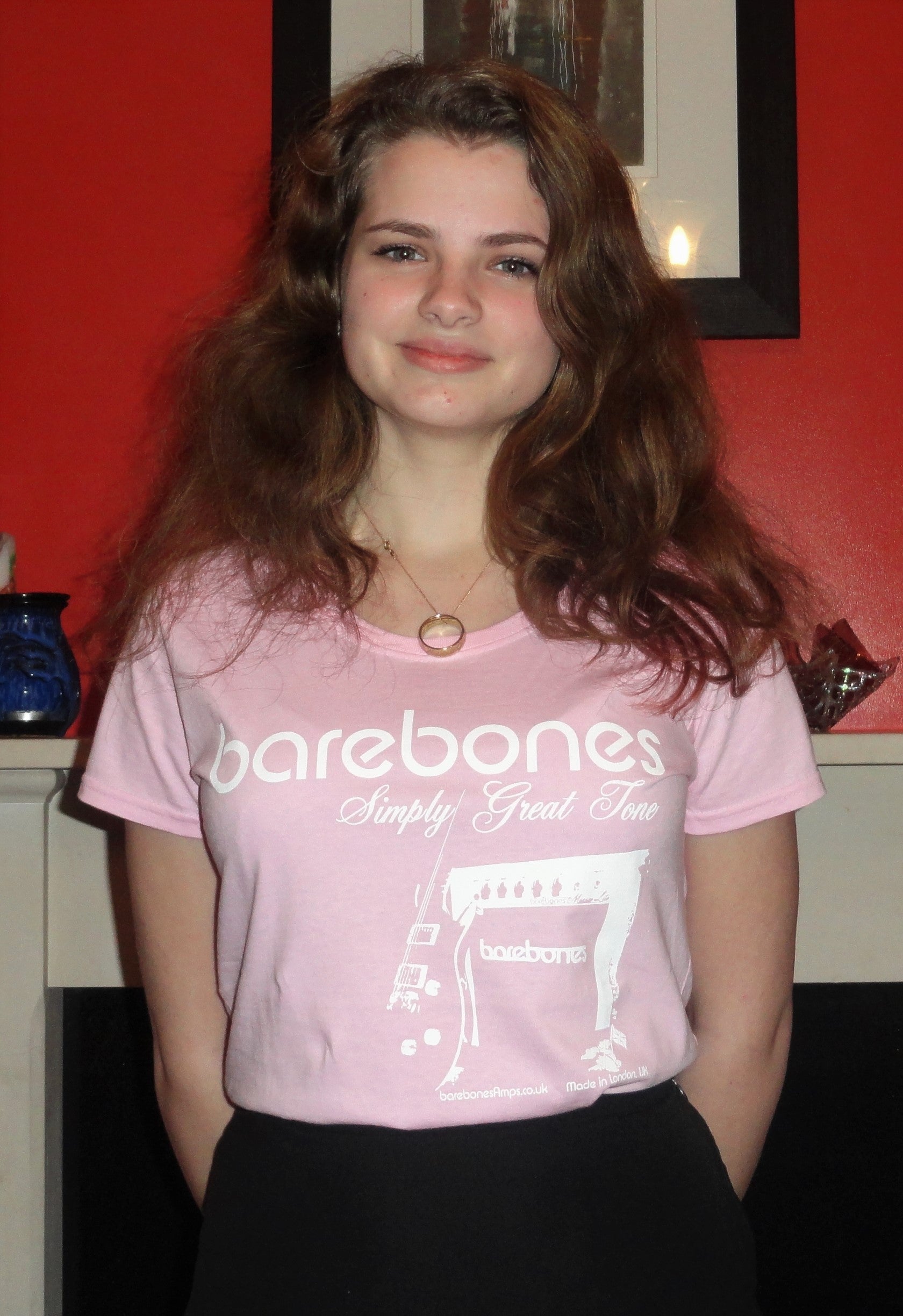 barebones T Shirt Pink Ladyfit Model